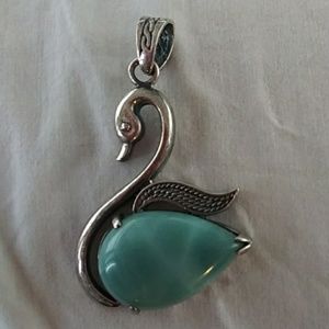 Swan Princess Pendant Silver & Turquoise
